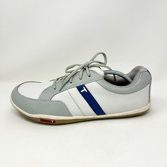 TRUE Linkswear Shoes Mens Size 11 White Gray Blue Leather Golf‎ Sneakers Low Top - Picture 6 of 11